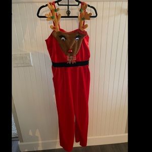 Red Christmas reindeer jumpsuit